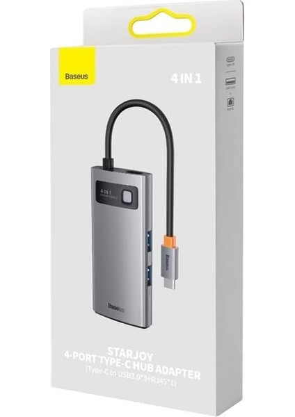 Hub 4'ü 1 Arada Metal Gleam Serisi, Usb-C - 3x USB 3.0 + Ethernet RJ45
