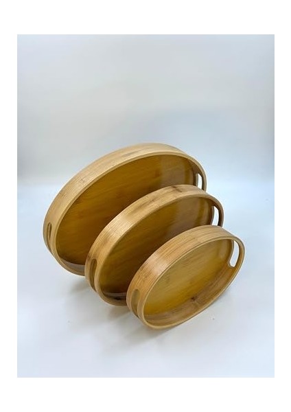 Bambu 3'lü Tepsi Seti - Sunum, Çay ve Servis Tepsisi, Doğal Bambu Ahşap Tepsi Takımı, Şık ve Dayanıklı Tasarım, Mutfak ve Sofralar Için Estetik Sunum Tepsisi (Oval) fiyatları