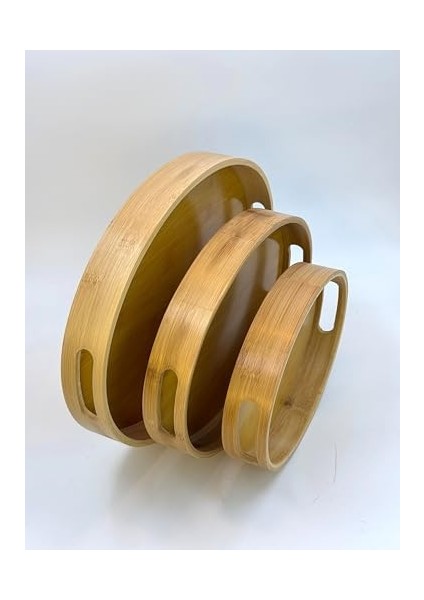 Bambu 3'lü Tepsi Seti - Sunum, Çay ve Servis Tepsisi, Doğal Bambu Ahşap Tepsi Takımı, Şık ve Dayanıklı Tasarım, Mutfak ve Sofralar Için Estetik Sunum Tepsisi (Oval) modelleri