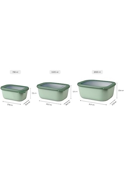 Multi Bowl Cirqula Dikdörtgen Saklama Kabı 1000 ml - Nordic Sage