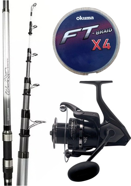 Hazır Surf Olta Seti Okuma Wave Power Tele Surf 4.20 cm 100-200 gr Surf Kamışı&okuma Wave Power WP-8000A1 Olta Makinesi