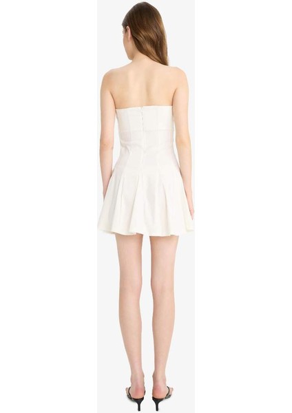 Coool Skater Fit Straplez Bengalin Mini Beyaz Elbise F3950AX25SM indirimleri