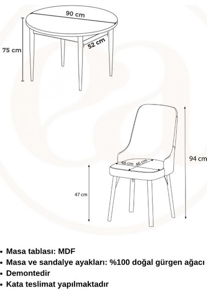 Adel Serisi 90X90 Atlantik Çam Mdf Mutfak Masa Takımı 4 Adet Sandalye fırsatları