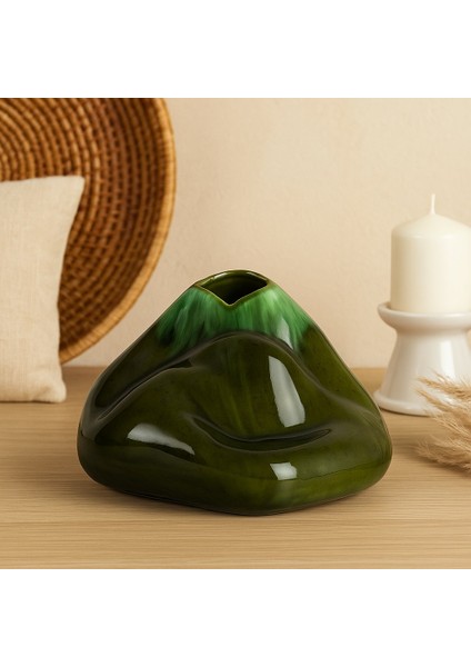 Dekoratif Seramik Dağ Vazo Zümrüt Serisi