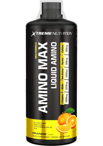 Amino Max Liquid Amino Asit Likit - 1000 ml - 40 Servis - Portakal Aromalı - Pump - Pre Workout