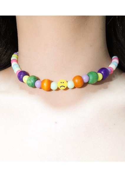 Renkli Boncuklu Emojili Çocuk Kolyesi