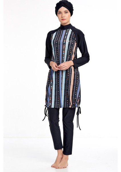 Kadın Likralı Uzun Kol Siyah Desenli Tesettür Mayo 4309 Adasea fiyatları