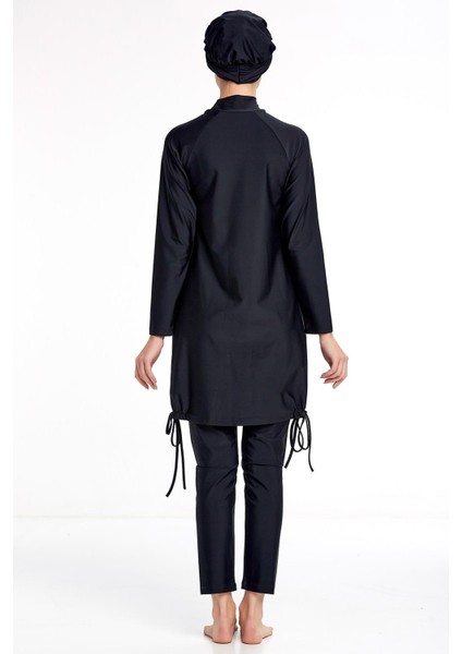 Kadın Likralı Uzun Kol Siyah Desenli Tesettür Mayo 4309 Adasea fırsatları