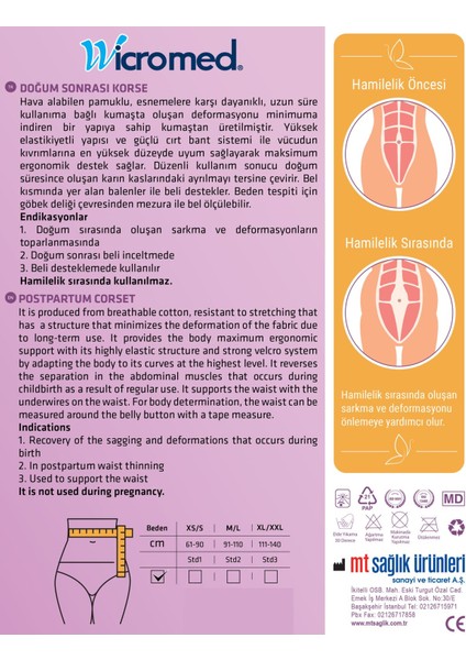 Doğum Sonrası Destek Korse XL/XXL - Rahat ve Güçlü Form Koruma modelleri