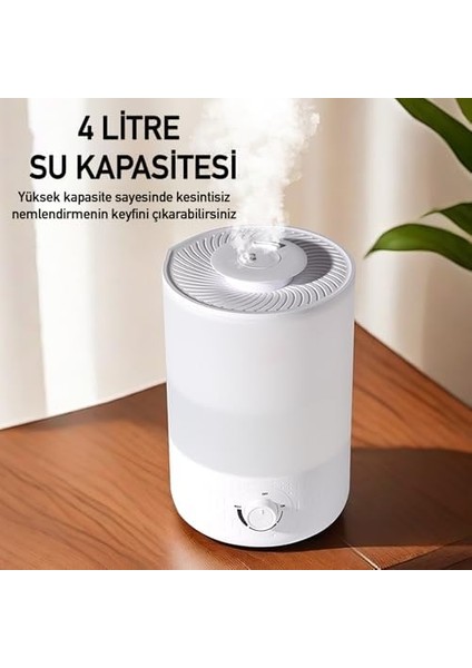 Ultrasonik Hava Nemlendirici Aroma Difüzörü 4 Litre Buhar Makinesi 4l Nemlendirici - Otomatik Kapanma Sessiz Çalışma
