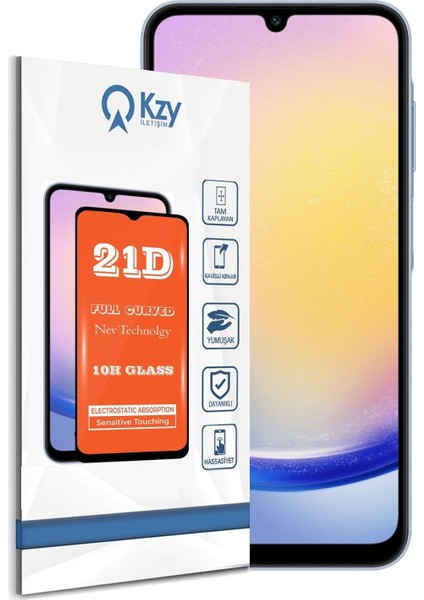 Iletişim Samsung Galaxy A25 5g ile Uyumlu Tam Kaplayan 21D Temperli Ekran Koruyucu Cam