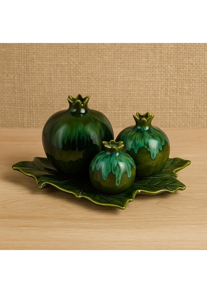 Dekoratif 3'lü Nar Zümrüt Serisi