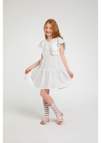 4-14 Yaş Kız Çocuk Beyaz Elbise