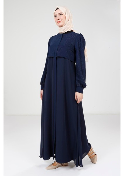 Serpme Taş Detaylı Lacivert Ferace 9254 fırsatları