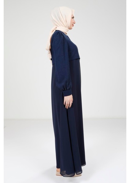 Serpme Taş Detaylı Lacivert Ferace 9254 indirimleri