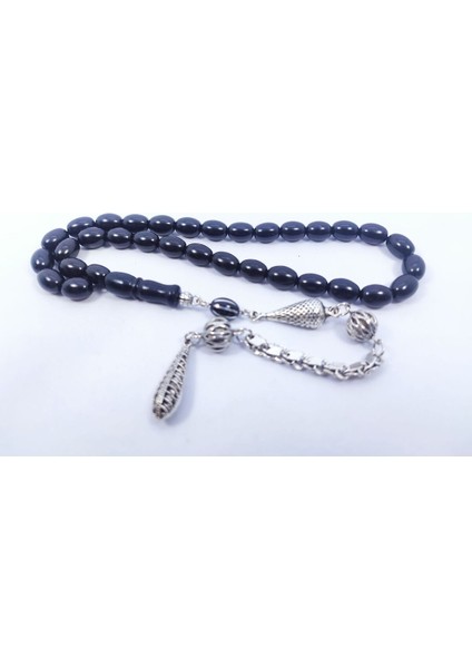 Bu Fiyata Yok!!! Alman Gümüş Püsküllü Inci Siyahı El Boy Oltu Sertifikalı 8051