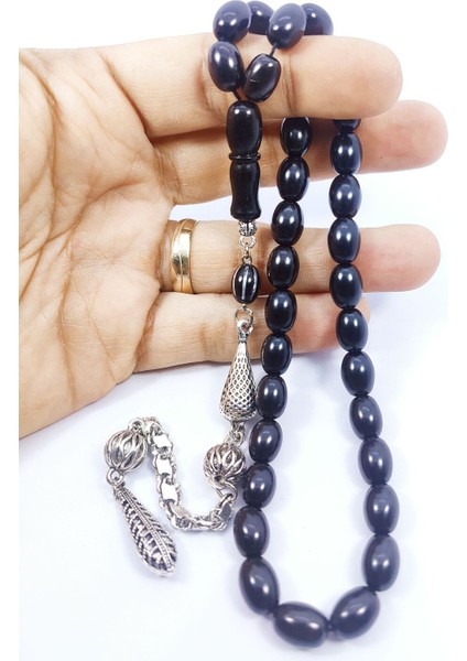 Bu Fiyata Yok!!! Alman Gümüş Püsküllü Inci Siyahı El Boy Oltu Sertifikalı 8051 fırsatları