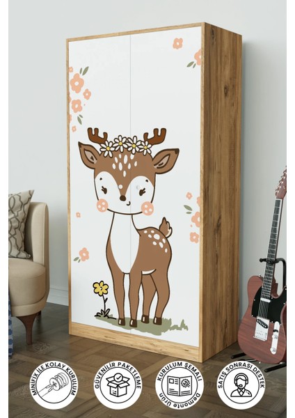 Little Fawn Design "calista" Gardırop 5 Raflı Askılı Çocuk Odasi Elbise Dolabı