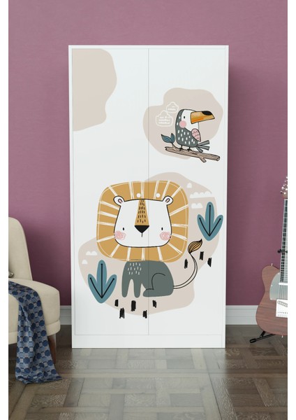 Jungle Animals Design "calista" Gardırop 5 Raflı Askılı Çocuk Odasi Elbise Dolabı fiyatları