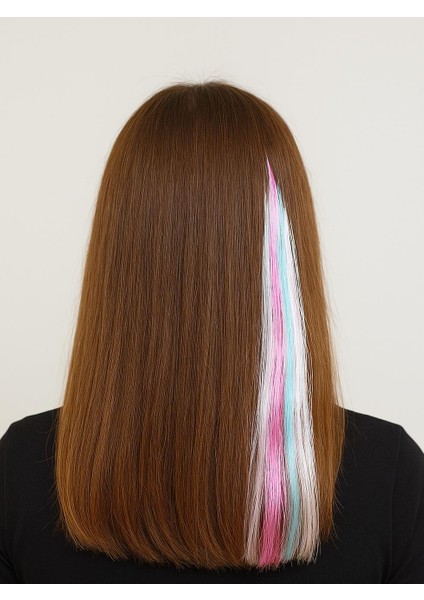 Renkli Takma Saç postiş Saçlı Mandallı Toka 6'lı