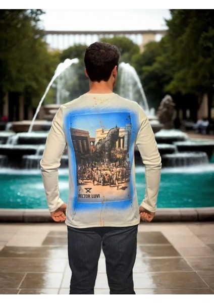 Unisex Bisiklet Yaka Uzun Kollu T-Shirt - Beyaz fiyatları