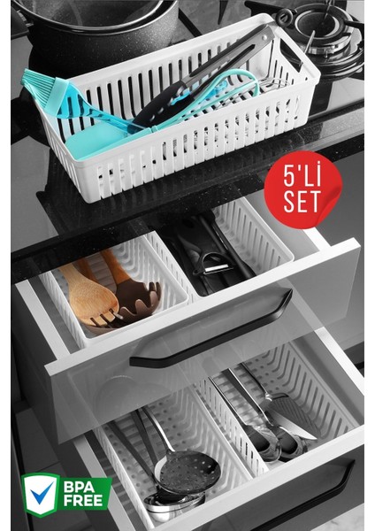 5 Adet Çekmece Içi Bıçaklık & Kaşıklık Organizer