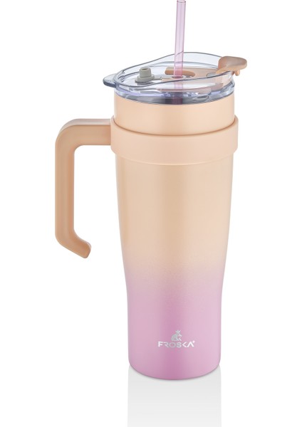 Içi 304 Kalite Paslanmaz Çelik 1000 ml Pipetli Termos Çift Katmanlı Renk Geçişli , Sızdırmaz Bardak
