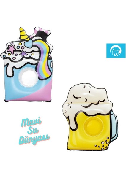 Renkli Deniz Temalı Şişme Bardaklık, Havuz ve Plaj Keyfi Için Eğlenceli Tasarım modelleri