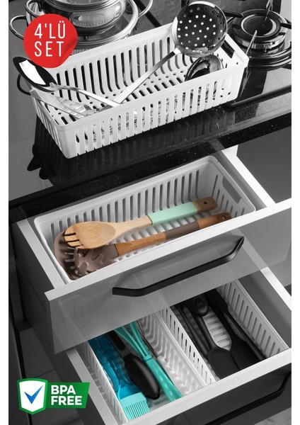 4 Adet Çekmece Içi Bıçaklık & Kaşıklık Organizer