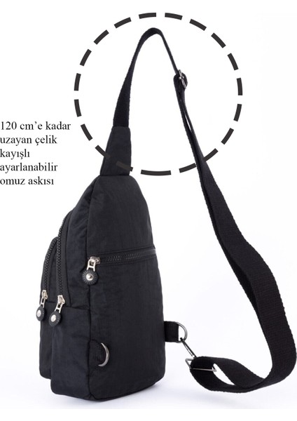 Unisex Siyah Krinkıl Çapraz Askılı Bel Omuz Çanta indirimleri