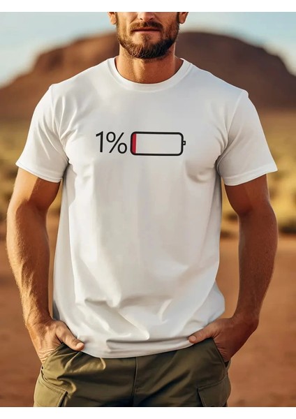 Baskılı Oversize Bisiklet Yaka T-Shirt - Beyaz