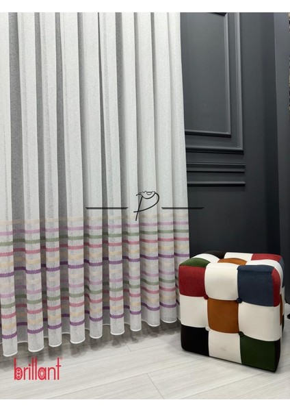 Tül Perde Çocuk Odası Tül Perdesi Colorful Gökkuşağı Desen