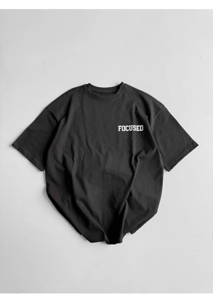 Baskılı Oversize Bisiklet Yaka T-Shirt - Siyah fiyatları