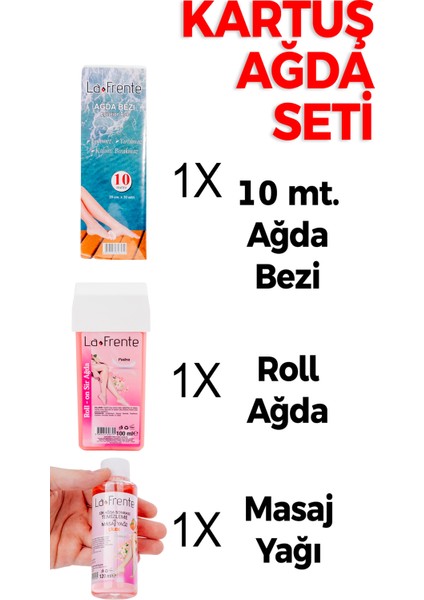Kartuş Ağda Seti 10 mt Ağda Bezi 1 Adet Naturel Kartuş Ağda Mango Ağda Yağı