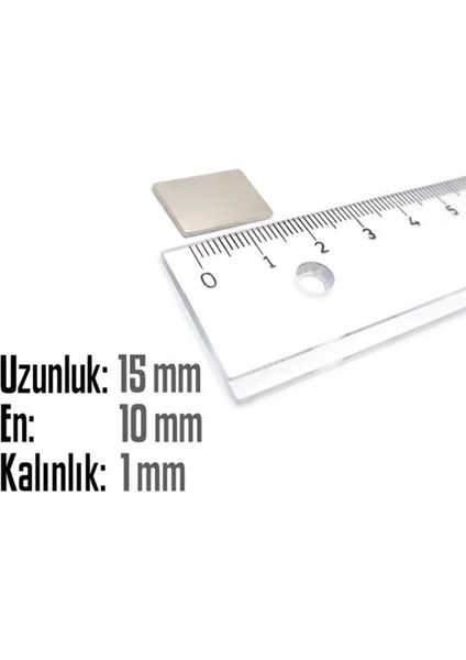 Neodyum Mıknatıs Köşeli 15X10MM , Kalınlık 1 mm ( 5 Adet) fiyatları