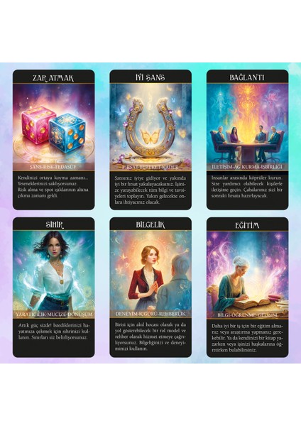 Para ve Kariyer Kehanet Destesi / 90 Adet Açıklamalı ve Anahtar Kelimeli Kehanet Tarot Kartı