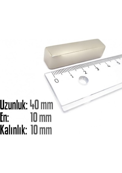 Neodyum Mıknatıs Köşeli 40X10MM , Kalınlık 10 mm ( 1 Adet) fiyatları
