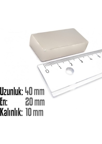 Neodyum Mıknatıs Köşeli 40X20MM , Kalınlık 10 mm ( 1 Adet) fiyatları