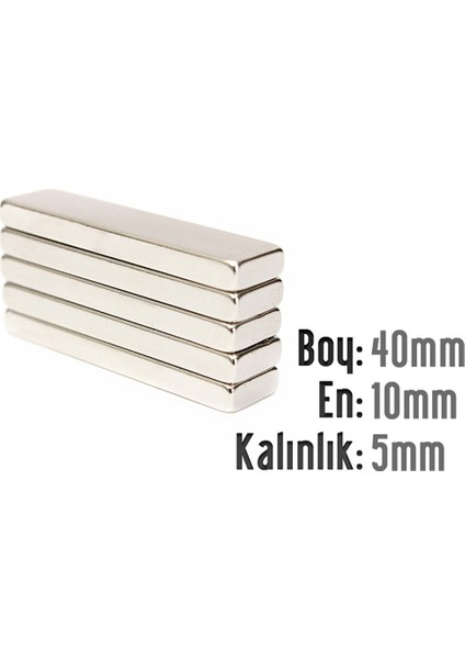 Neodyum Mıknatıs Köşeli 40X10MM , Kalınlık 5 mm ( 1 Adet)