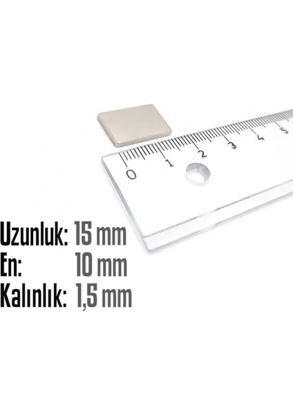 Neodyum Mıknatıs Köşeli 15X10MM , Kalınlık 1.5 mm ( 5 Adet) fiyatları