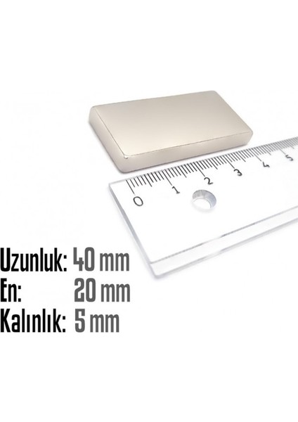 Neodyum Mıknatıs Köşeli 40X20MM , Kalınlık 5 mm ( 1 Adet) fiyatları