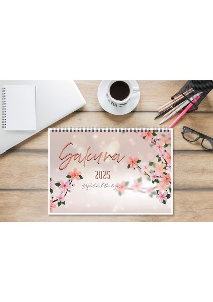 Planlayıcı 2025 Takvim A4 Ebat 53 Haftalık Planlayıcı Sakura 21X29,7 cm