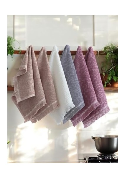 Pamuklu 6lı 30X50 cm Jakar Desenli Mutfak Havlu Seti