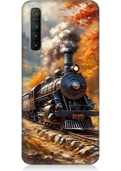 Realme X2 Uyumlu Sonbaharda Buharlı Tren Desenli Silikon Kılıf