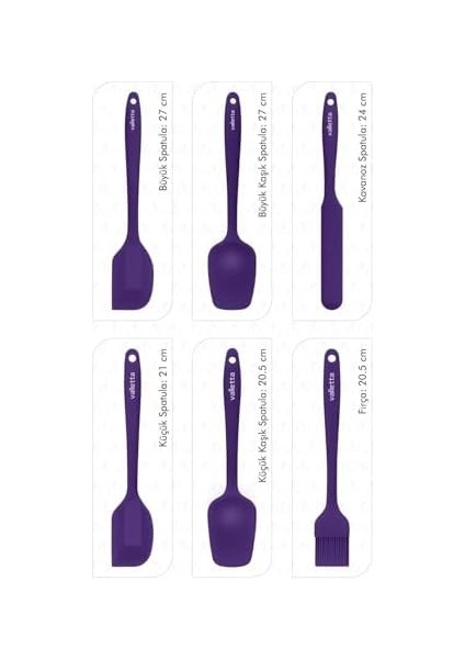 Drongo Isıya Dayanıklı Yanmaz Yapışmaz Silikon Spatula Seti 6 Parça Mor