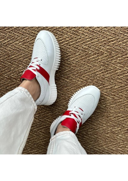 Hakiki Deri Bağcıklı Sneakers