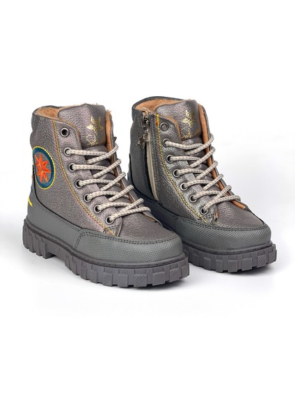 Erkek Çocuk Platin Oranj Içi Kürklü Termo Taban Suya Soğuğa Dayanıklı Günlük Rahat Bot