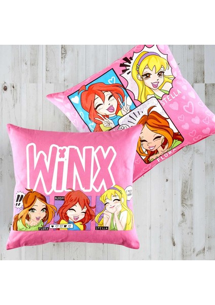 Lisanslı Pamuk Winx Cute Kırlent Çok Renkli Tekli