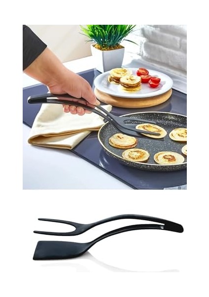 1 Adet Pratik Yanmaz Yapışmaz Teflon Maşalı Spatula- 220 Dereceye Dayanıklı Teflon Servis Set