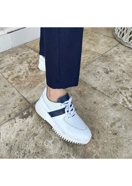 Hakiki Deri Bağcıklı Sneakers